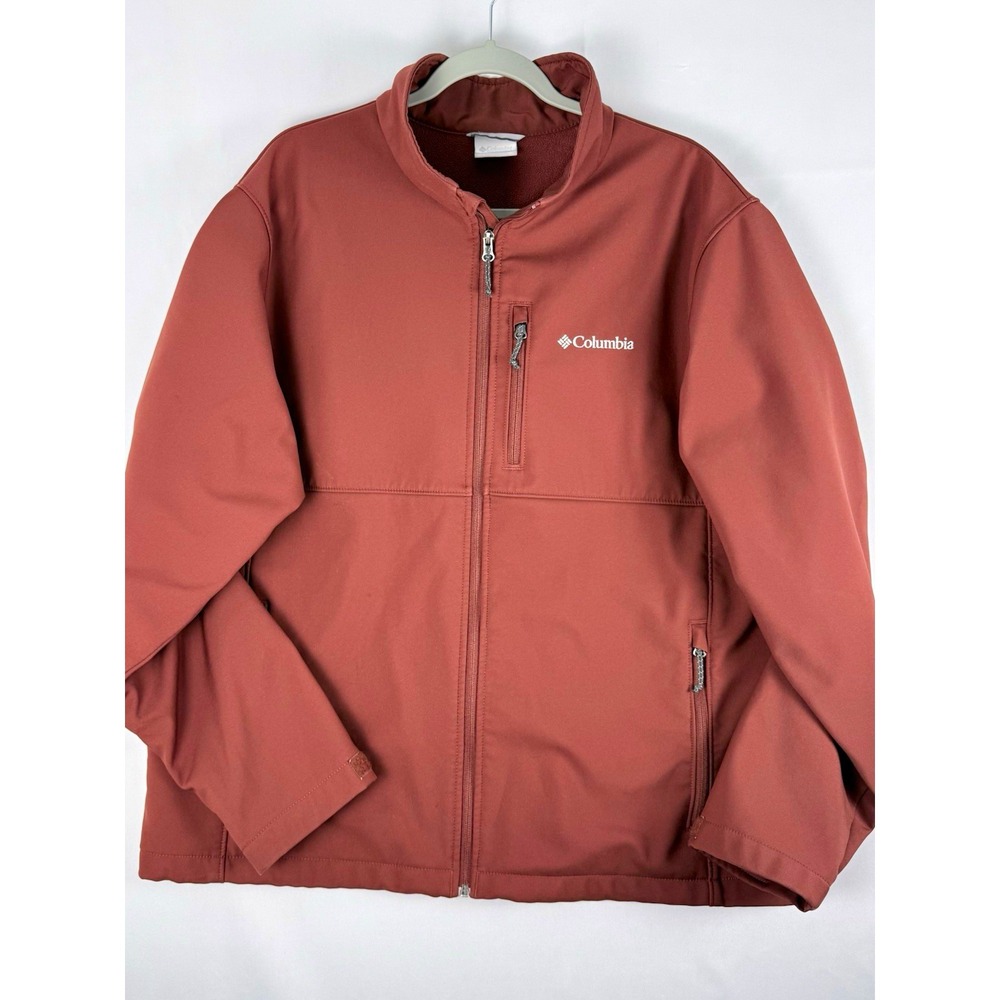 Columbia Womens XL Softshell Jacket Rust Red Full Zip Fleece Lined Outdoor
